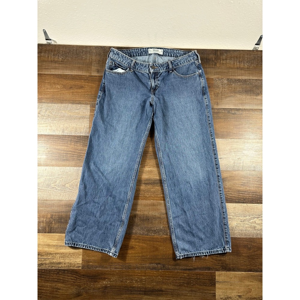 Hollister Low-Rise Baggy Jeans Womens 12R W31 Blue Medium Wash Wide Leg Y2K